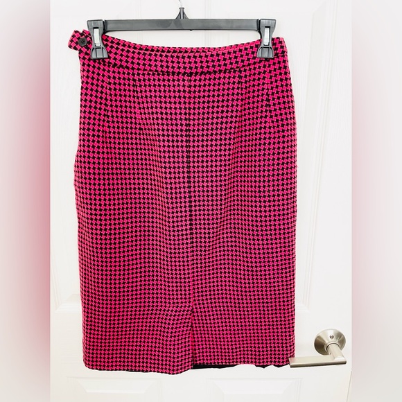 American vintage classic Pendleton blk/pink houndstooth skirt sz Small 100% wool - Picture 2 of 12